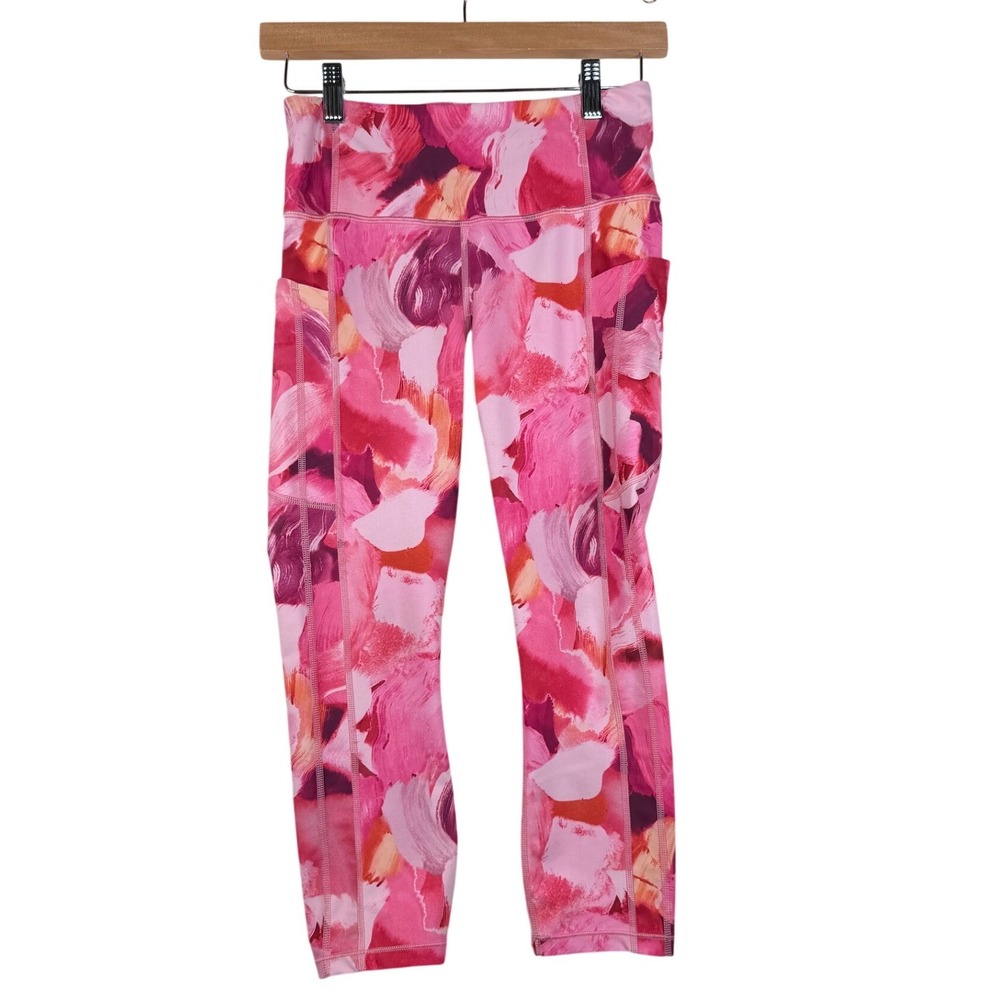 Athleta Printed Ultimate Stash II Capri Leggings size‎ Small Pink/Red